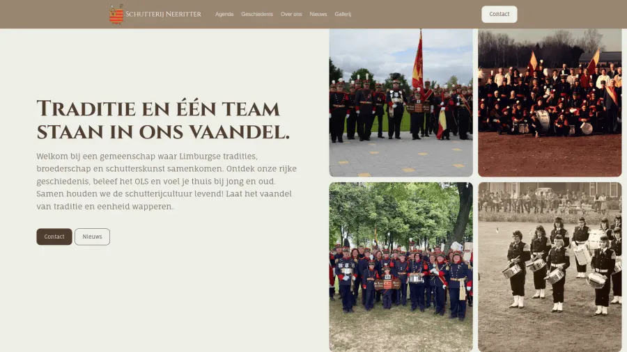 Homepage van de website van Schutterij Neeritter met fotogalerij