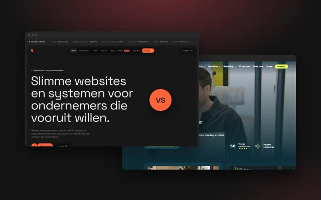 De homepages van Synflow en Rock The Web naast elkaar