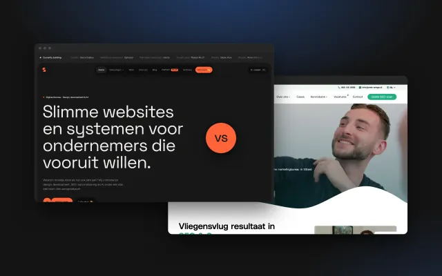 De homepages van Synflow en Web Wings naast elkaar
