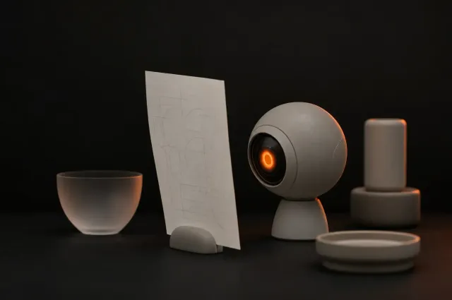 Een vel papier dat wordt bekeken door een camera met een oranje lens