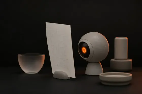 Een vel papier dat wordt bekeken door een camera met een oranje lens